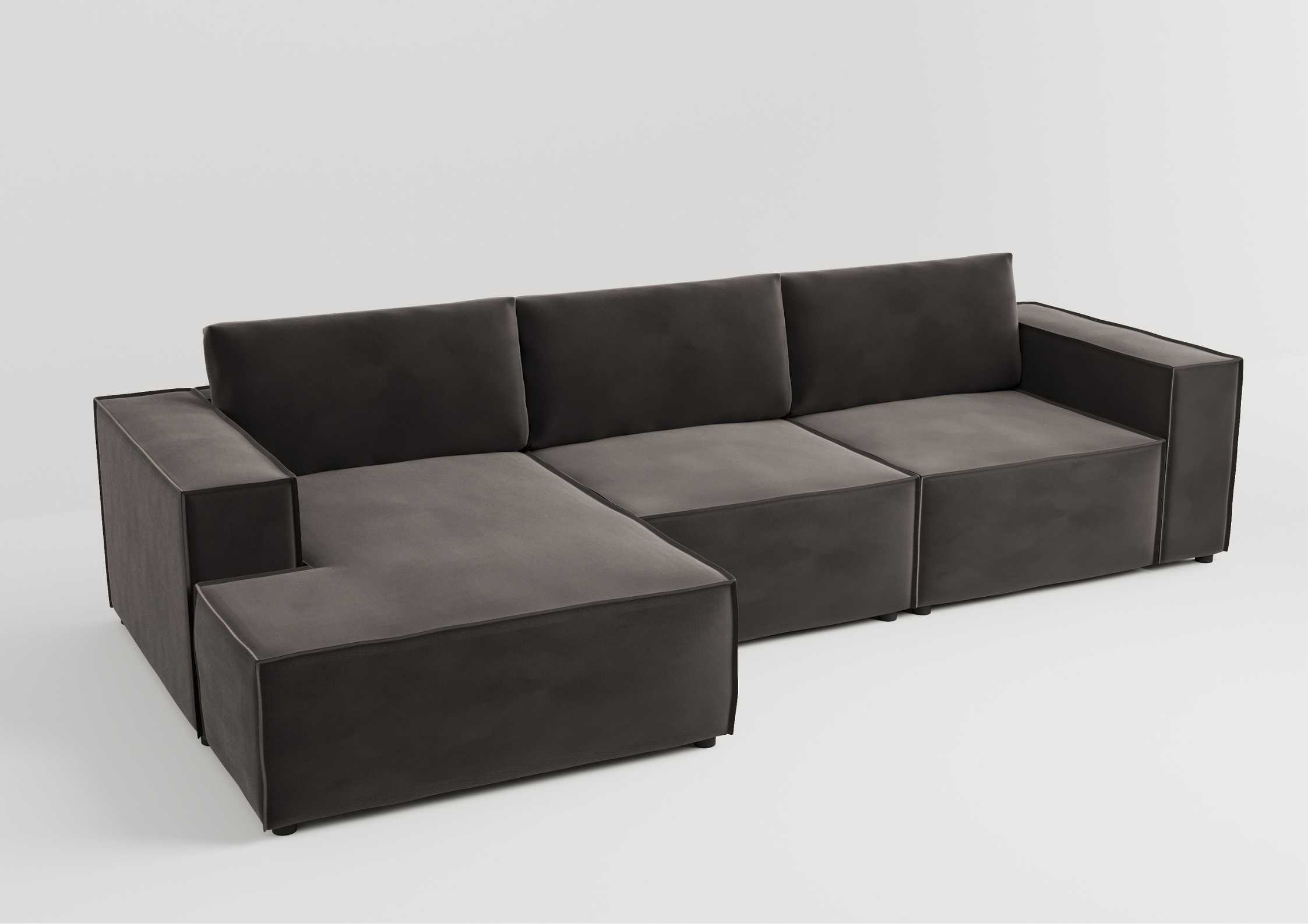 Modułowy narożnik z przeszyciami w kolorze grafitowym